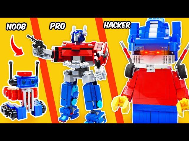 LEGO TRANSFORMERS: I Build Optimus Prime Noob - Pro - Hacker Levels | FUNZ Bricks