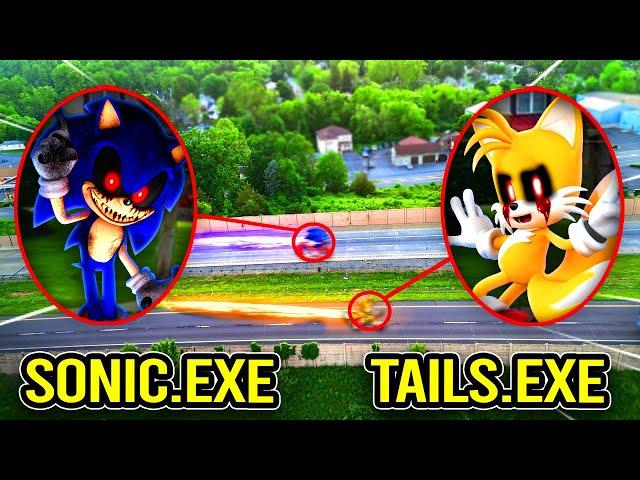 DRONE CATCHES SONIC & TAILS RACING ON A HIGHWAY!! (ON CAMERA)