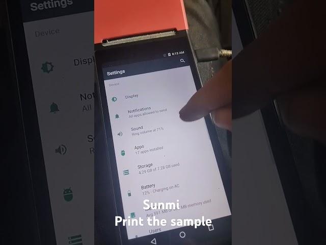 sunmi v2 pro print the sample test printer without app #sunmi #shorts #printing