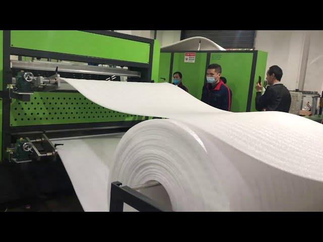 Polyethylene Foam Roll to Sheet Laminating Machine [ How to ]