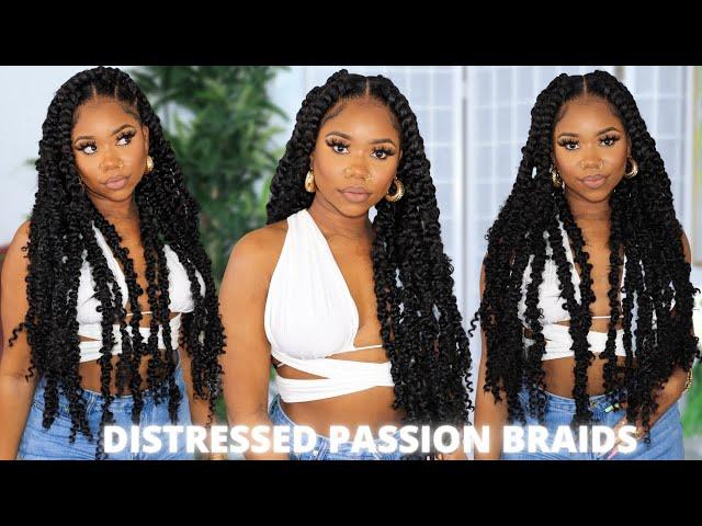 DISTRESSED PASSION BRAIDS TUTORIAL (KNOTLESS)  | BRAIDS FOR BEGINNERS | CROCHET METHOD | CHEV B.