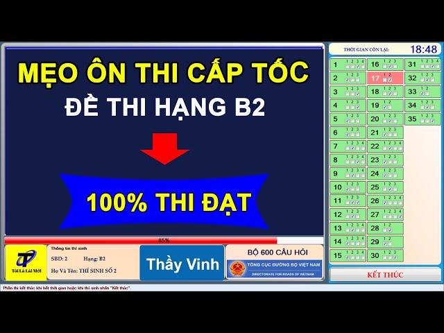 Mẹo ôn thi CẤP TỐC lý thuyết hạng B2