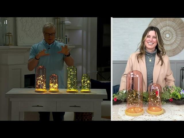 Home Reflections S/2 Colored Glass Cloches w/ Fairy Lights on QVC