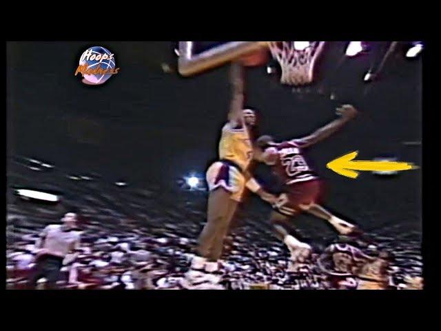 Byron Scott Dunks Over Michael Jordan! Lakers Fans Go Crazy!(1989)