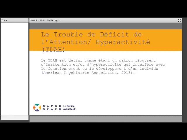 Présentation sur le TDAH et l’anxiété webinaire | Enregistré le 14 mai