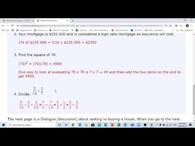 Mental Math LE6 HF ans