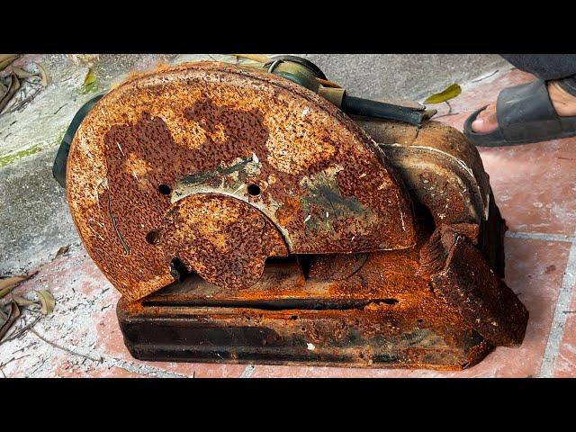 Restoration Extreamly Destroyed & Rusty Metal_Wood Cut Off Grinder Saw Can't Recognize Any Brand