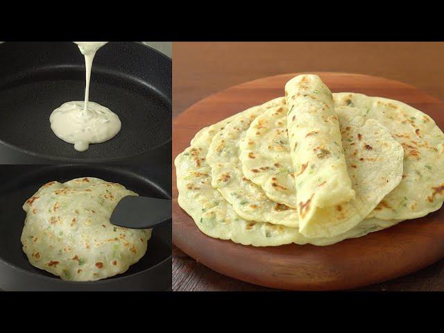 3 Minute Liquid Dough, Garlic Flatbread :: No-yeast, No-kneading, Quick and Easy :: Garlic Naan