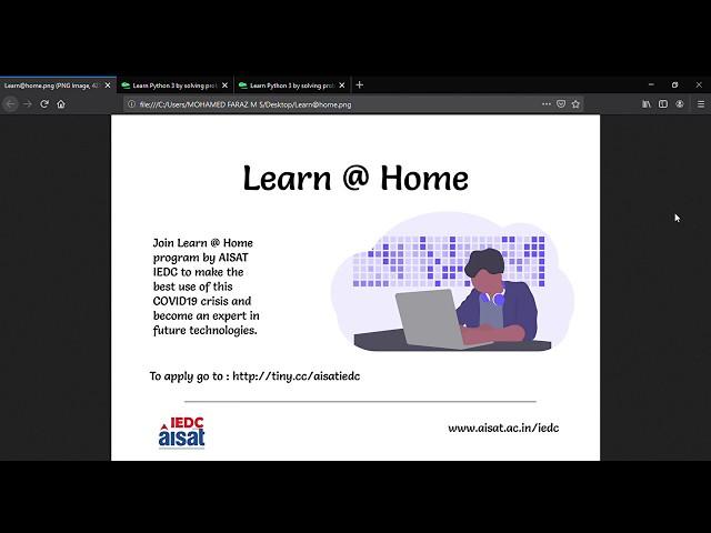 Learn @ Home by AISAT IEDC | Howw to use Snakify.org to study Python | Python | Snakify