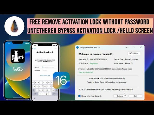Broque Ramdisk - Free activation lock removal/ jailbreak iOS 15/16 with palera1n / free untethered
