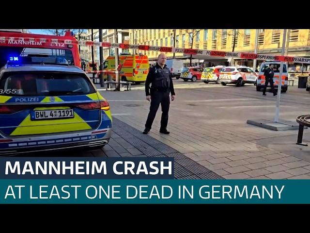 Driver rams car into crowd in Mannheim, Germany leaving one dead and others wounded | ITV News