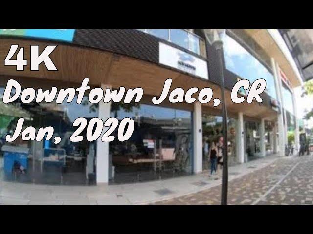 [4K] Walking tour of downtown Jaco Beach, CR,  Jan, 2020