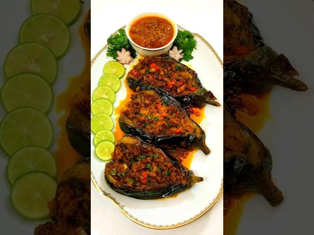 طرز تهیه بادمجان شکم پر برای مهمانی / بادمجون شکم پر غذای نونی  غذای ساده/ stuffed eggplant recipe