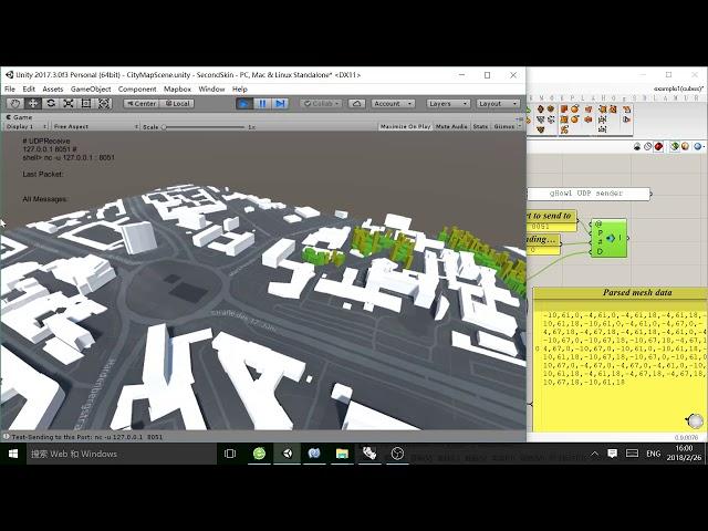 [teaser]Smart City Design Tool (3D) - Mapbox Unity sdk & OSC connection with Grasshopper