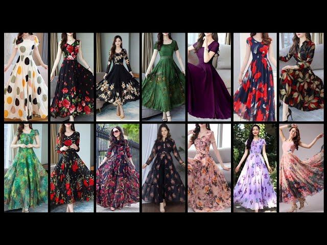 Georgette Fabric Dresses Idea || Floral Print Long Frock Designs || Long Frock designs