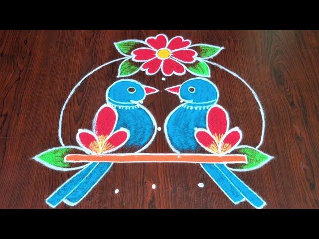 Birds  rangoli || new year rangoli || 2024 rangoli  ||