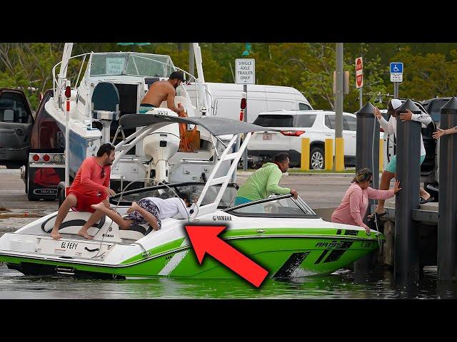 Hilarious Boat Ramp Fails - Watch These Epic Mishaps! | Crandon Park Marina- Boat Ramp| DroneViewHD