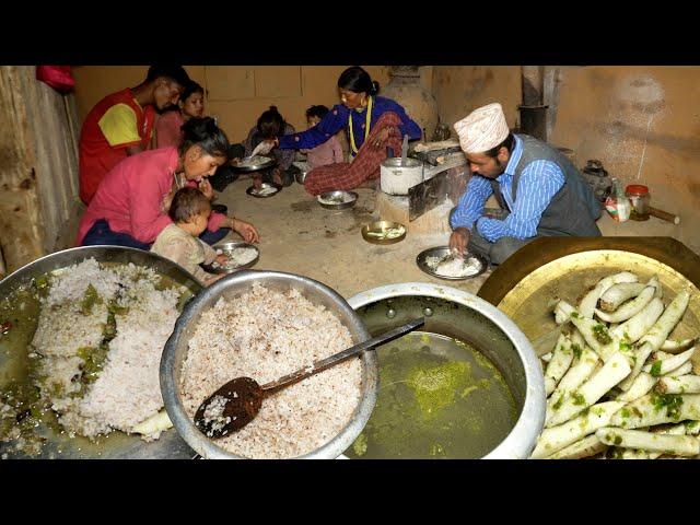 dharme's dinner with all family members in his house in the village || rural Nepal ||