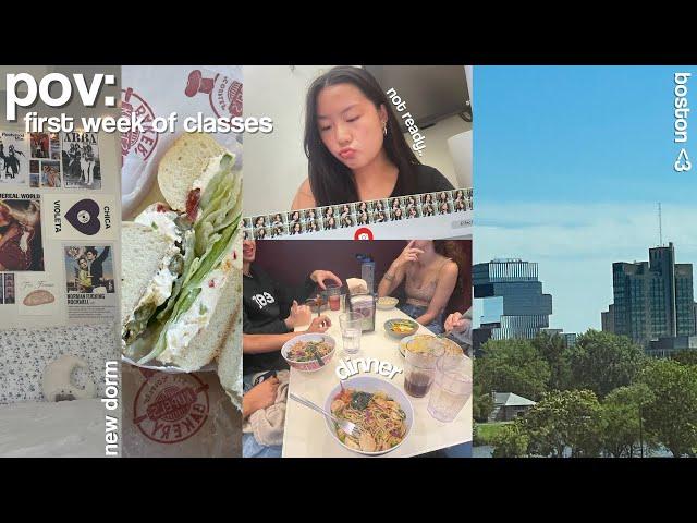 First Week of College VLOG! (sophomore year at BU, back in Boston + grwm)