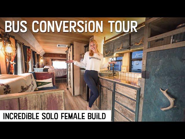 INCREDIBLE BUS CONVERSION TOUR with Full Size Bathroom