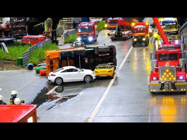 RC CRASH CAR RESCUE ACTION!! RC FIRE TRUCKS, RC POLICE CARS, RC MODEL TRUCKS, RC FIRE FIGHTERS