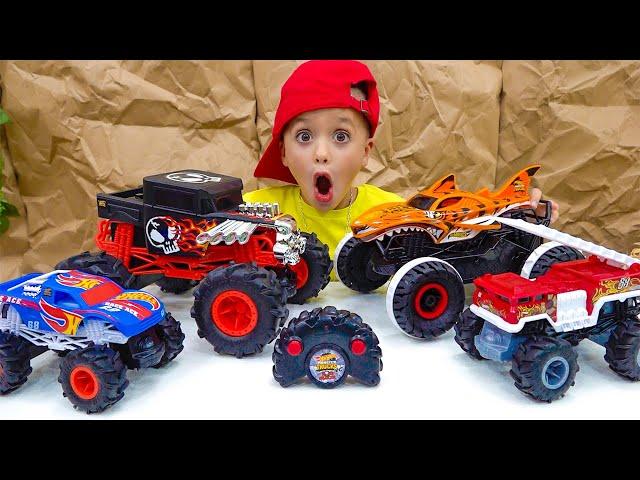 Vlad and Niki have fun with new Hot Wheels Monster Truck RC toys