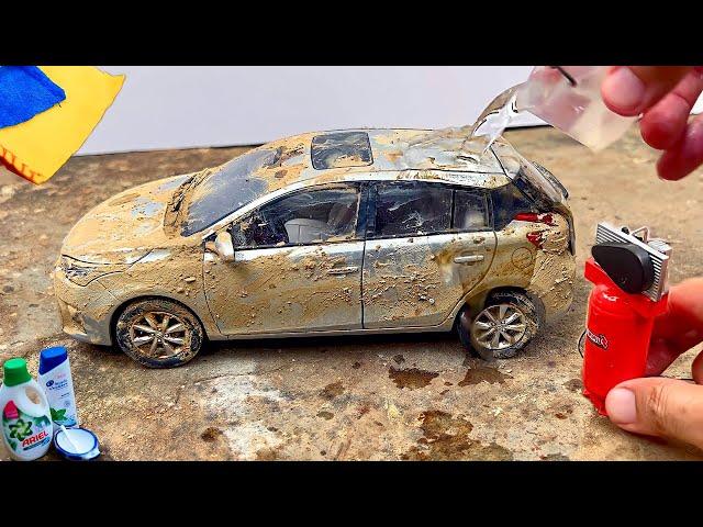 Washing Dirty  Miniature Toyota Yaris After Off-Roading | Diecast Car