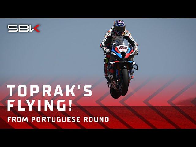 TOPRAK AIRLINES IS BACK: #54 pulls off another EPIC jump at Portimao | 2024 #PortugueseWorldSBK 