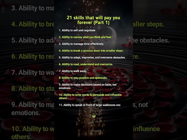 21 skills that will pay you forever (Part 1)#mindset #selfimprovement #shorts