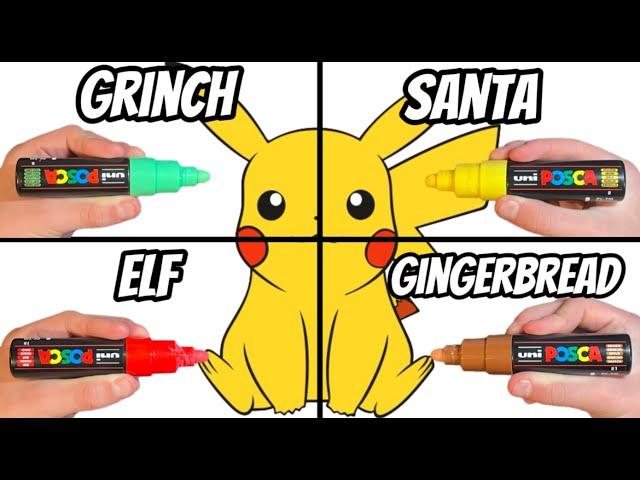 Drawing Pikachu In 4 Different Christmas Styles!