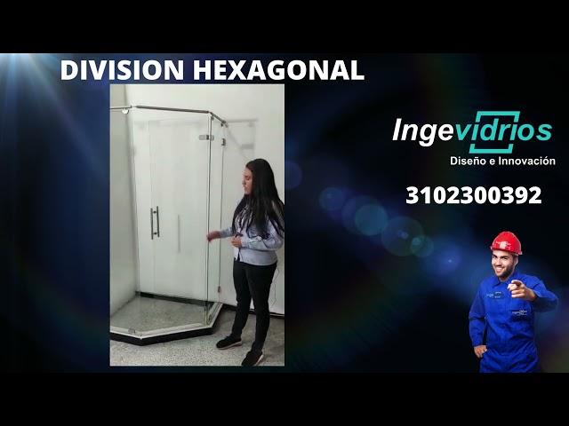 DIVISIONES DE BAÑO EN VIDRIO TEMPLADO EN BOGOTA SISTEMA HEXAGONAL-INGEVIDRIOS