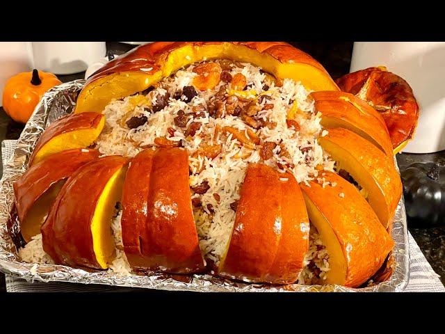 Ghapama Armenian Traditional Dish/Stuffed Pumpkin with rice, nuts & dried fruits