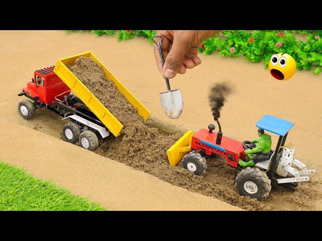 Diy tractor making road with fully loaded truck science project | @sanocreator