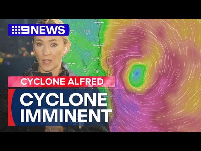 Tropical Cyclone Alfred: Cyclone closes in on Queensland coast | 9 News Australia