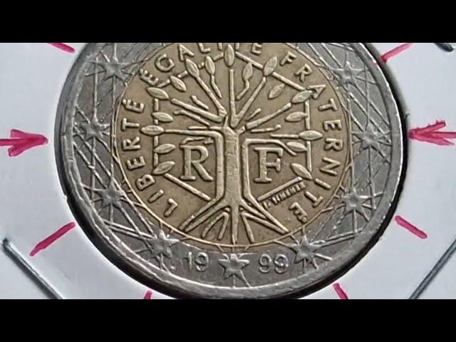 2 euro coin, France  1999. Very Rare Error misprint.