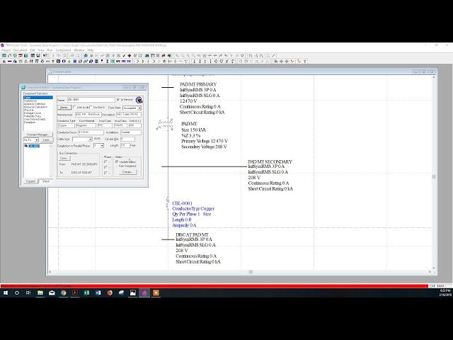 SKM PTW 208V Example one-line, short circuit, equipment evaluation