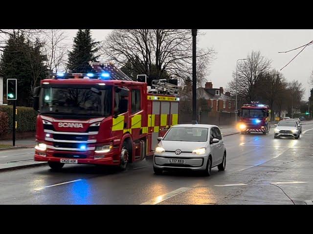 South Wales Fire & Rescue Pontypridd Fire Engines Responding in Convoy