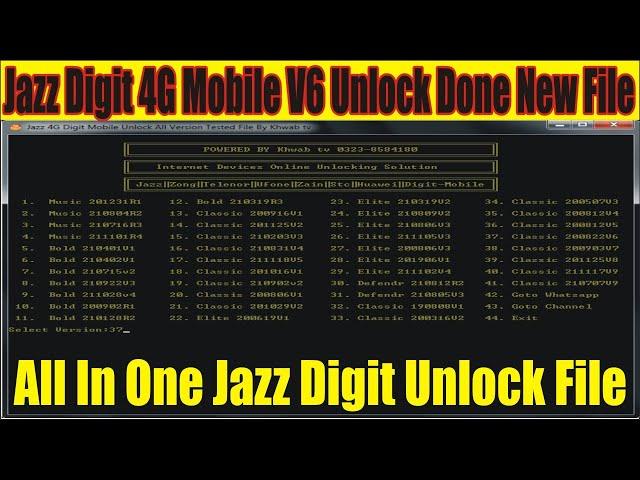 Jazz Digit 4G Mobile V6 Unlock Done With New File 43 Version 2022