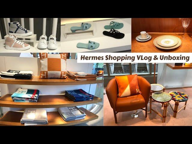 NYC HERMES SHOPPING VLOG & HAUL UNBOXING WITH PRICE: AVALON BLANKET, EGERIE SANDAL, SILK SCARF