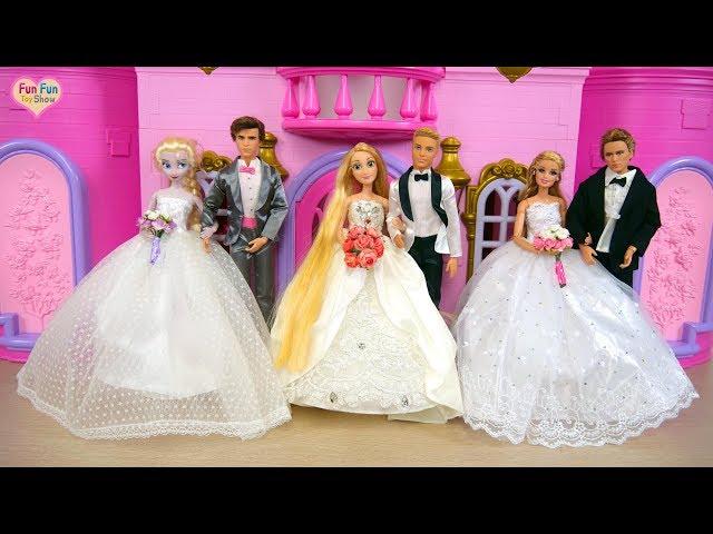 Rapunzel Elsa Barbie Wedding Shop Wedding Dress Shopping Barbie Toko pernikahan Vestido de casamento