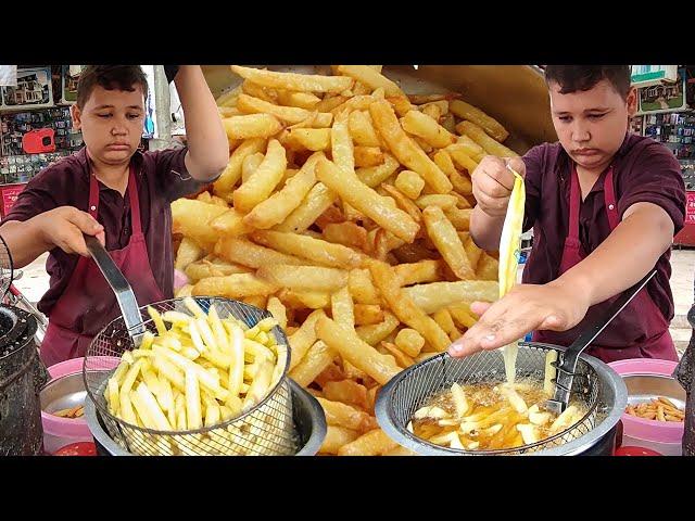 10 Years Old Kid Selling FRENCH FRIES  Hardworking Afghani Boy | Street Food Afghani Fries Recipe