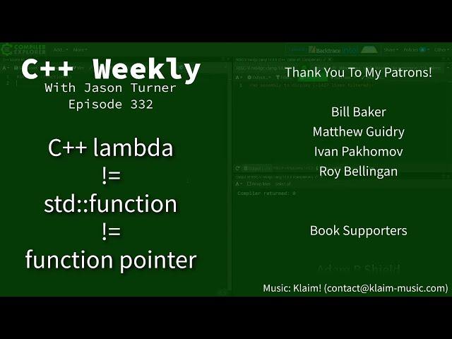 C++ Weekly - Ep 332 - C++ Lambda vs std::function vs Function Pointer