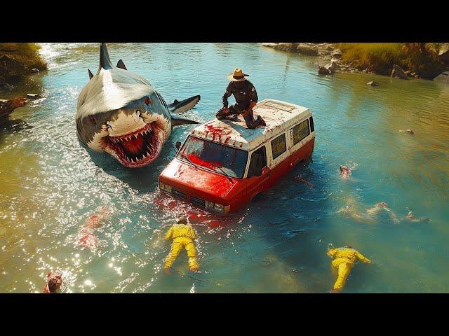 Man gets his van STUCK in the middle of the river, but didn't know a BULL SHARK was there to FEED
