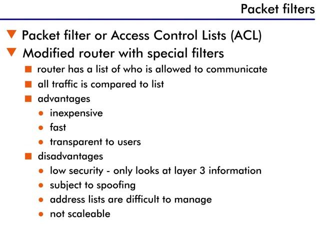 Firewall Services - 9 : Packet Filters