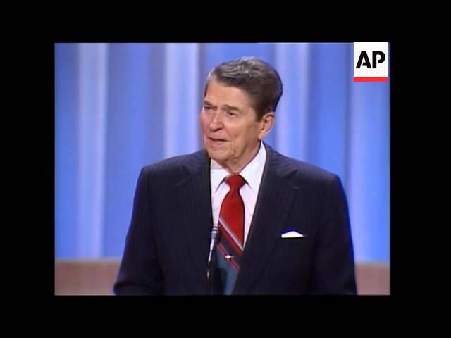 President Ronald Reagan address an adoring crowd at the Republican National Convention