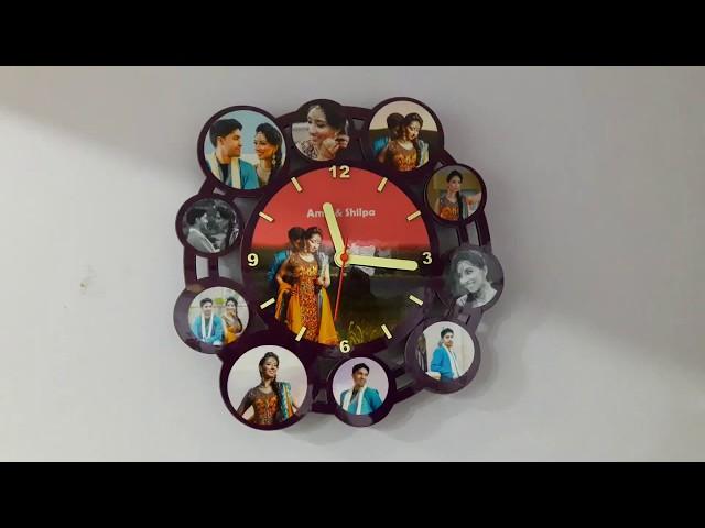 Wood Clock Collage  with night glow number