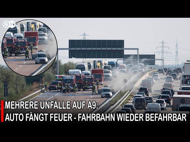 MEHRERE UNFÄLLE AUF A9: AUTO FÄNGT FEUER - FAHRBAHN WIEDER BEFAHRBAR #germany | SH News German