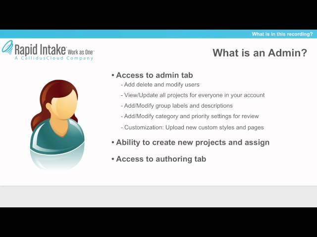 Rapid Intake Basics: Types of Users