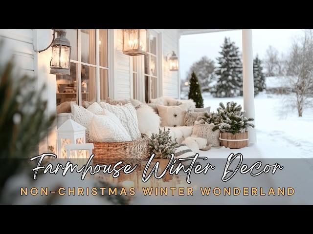 Non-Christmas Farmhouse White Winter Decor Ideas with Scandinavian Winter Wonderland