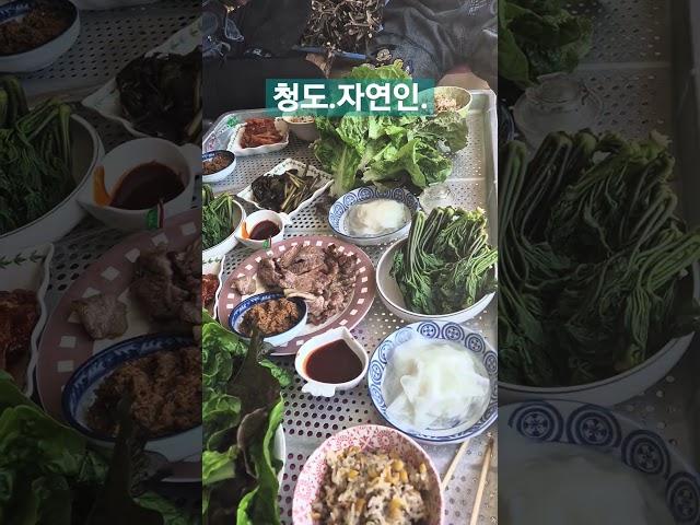 등대와설중사#청도  자연인과 자연밥상#숯불에  삼겹구워  먹는맛은